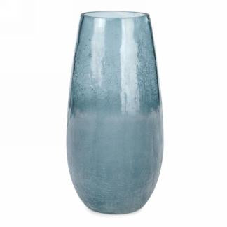Aqua crackled glass vase