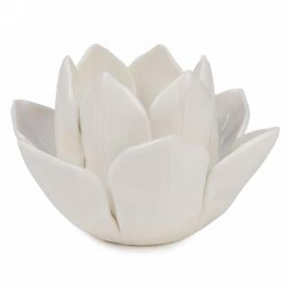 White ceramic lotus t-light holder