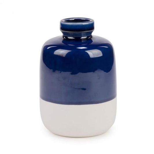 2-tone blue ceramic vase