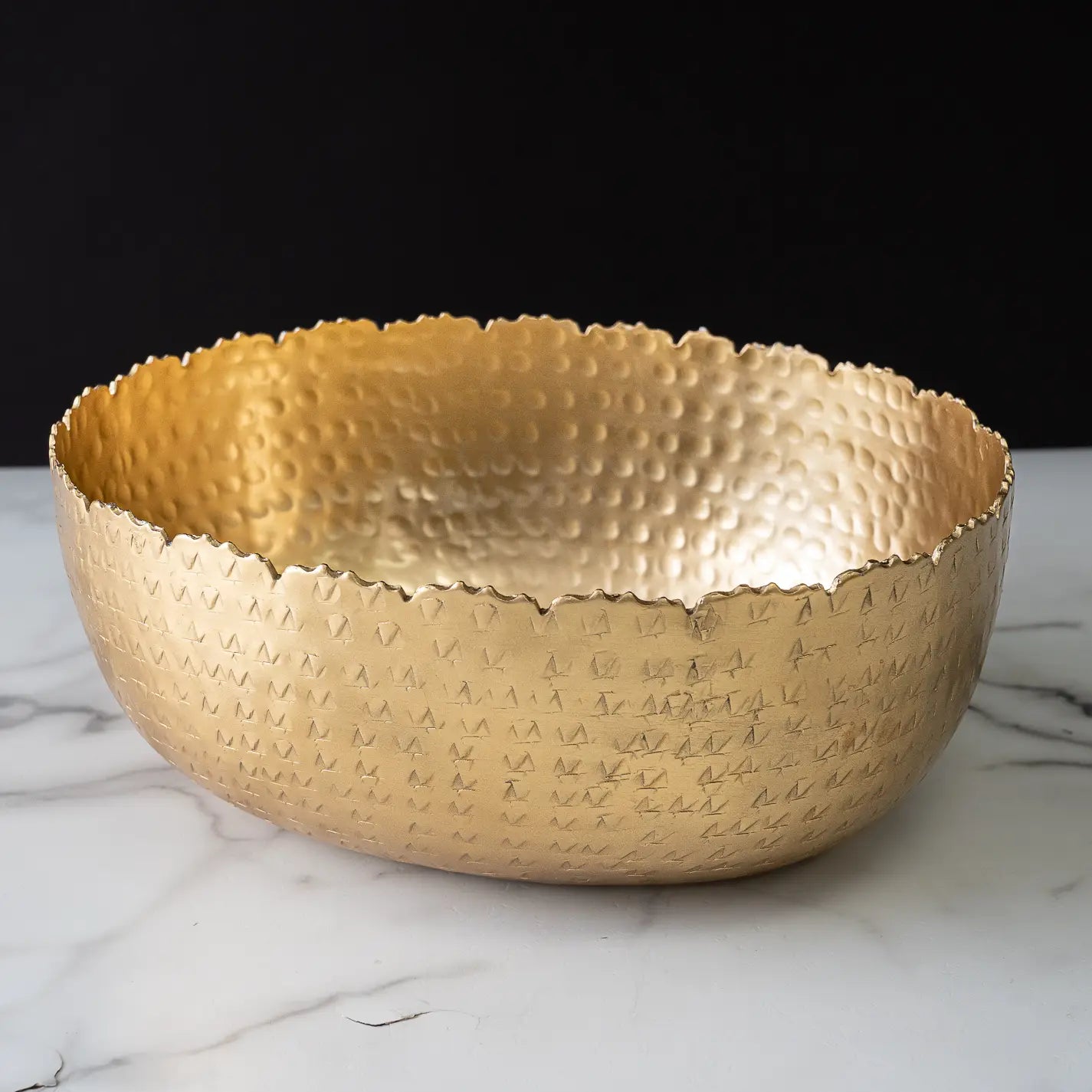 Gold Oval Hammered Bowl