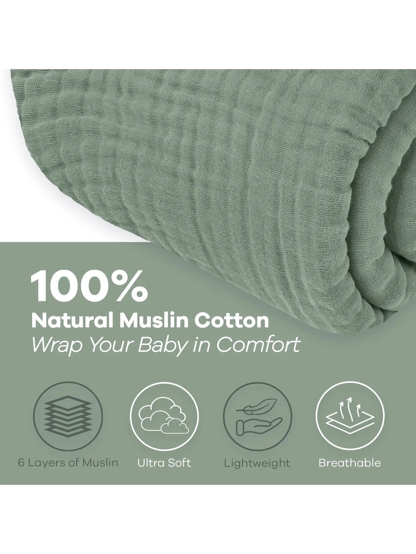 Muslin Cotton Blanket -Sage Green