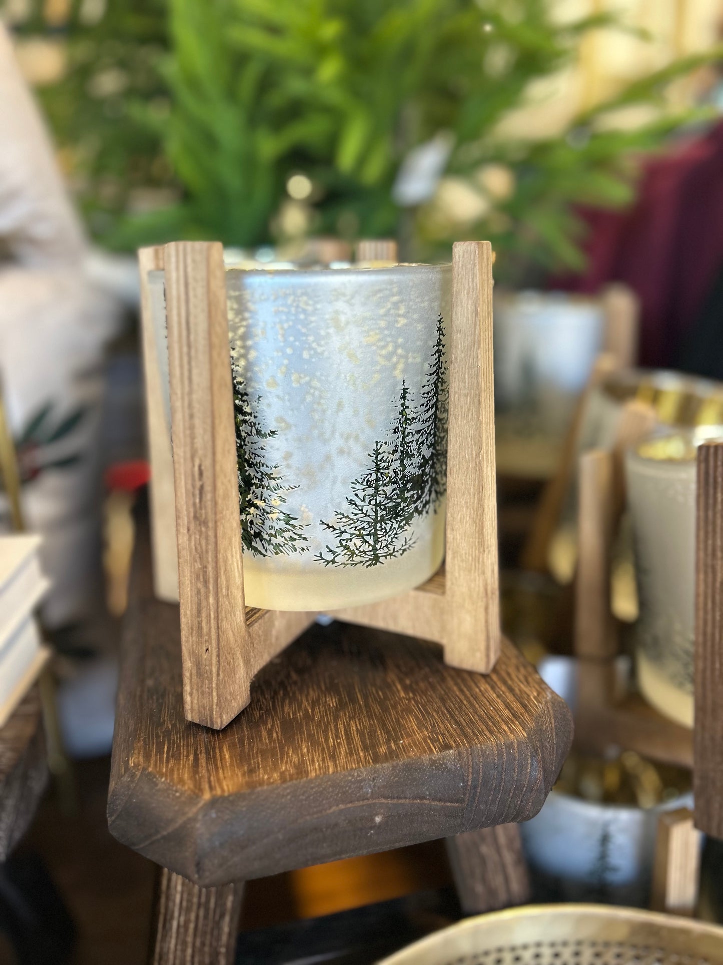 Winter Scene Glass  CandleHolder