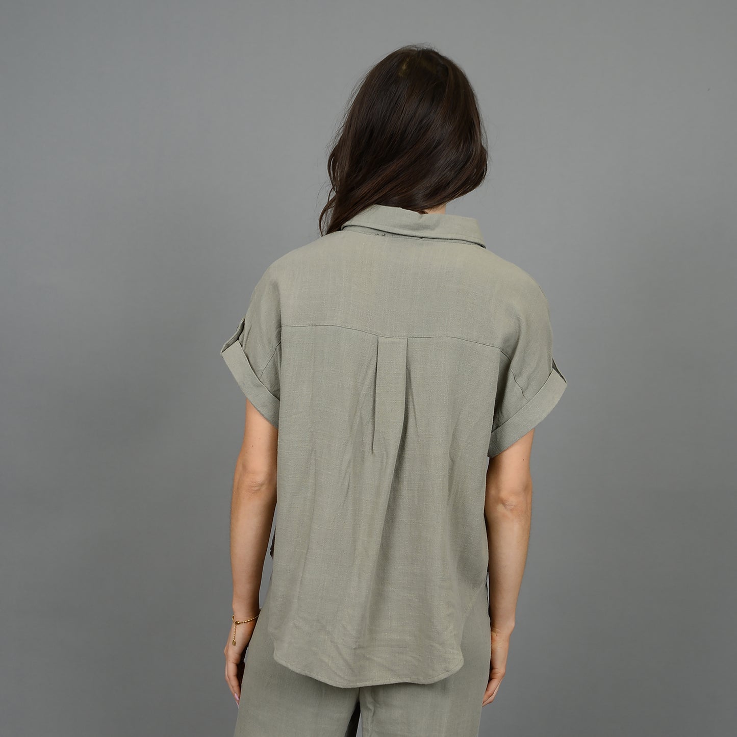 Cyra Linen Shirt-Moss