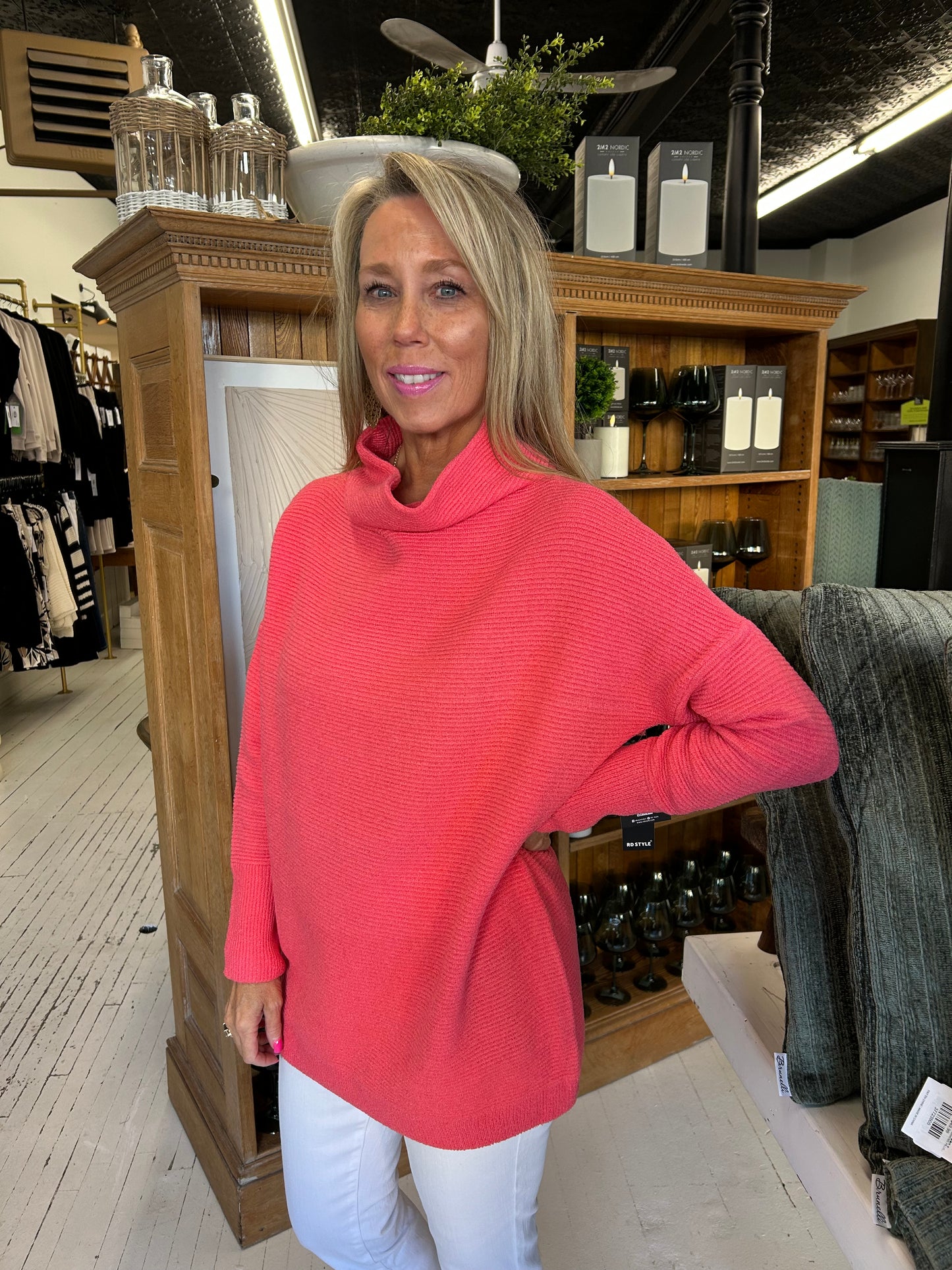 Nancy Ottoman Sweater-Fresh Coral