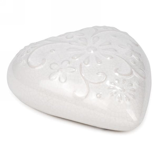 Ivory ceramic heart-Large