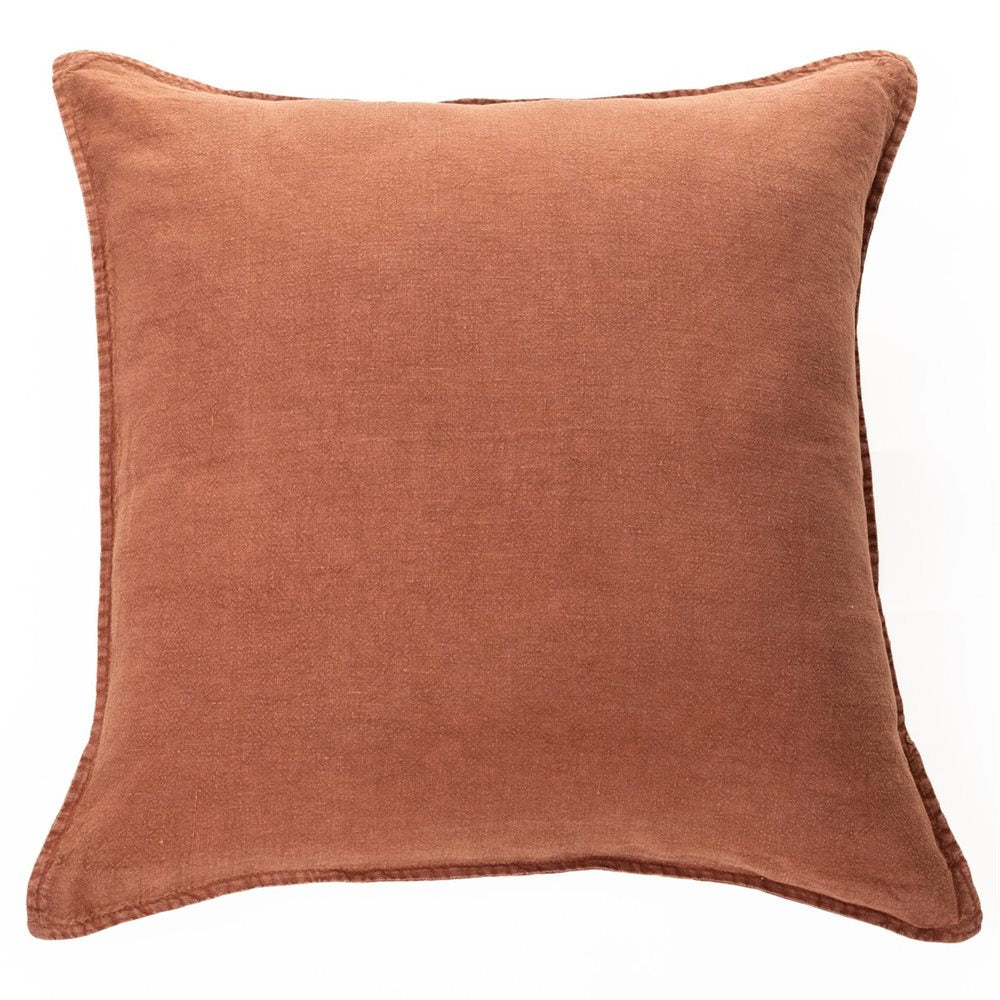 Linen Stone Wash Pillow-Terracotta