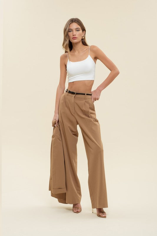 Pinestripe Wide Leg Pants(final sale)