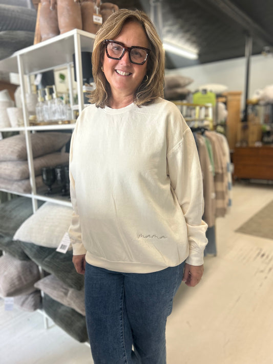 MaMa embroidered sweatshirt-Beige