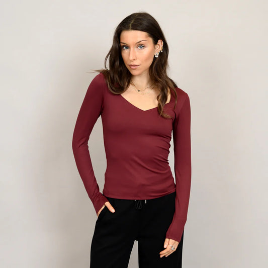 Sanna Sweetheart Neck Top-Oxblood