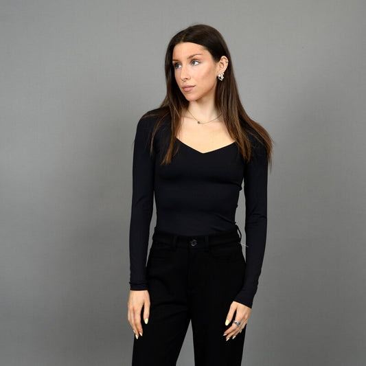 Sanna Sweetheart Neck Top-Black