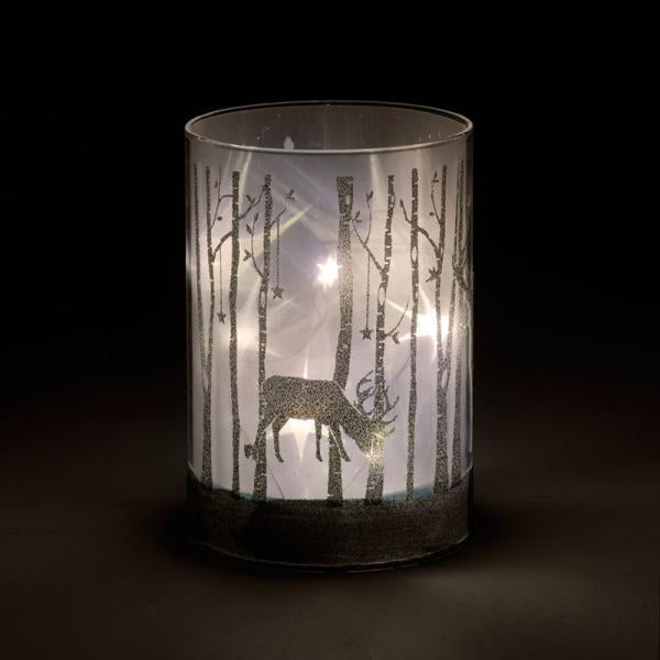 Led glitter glass decor-deer 5”