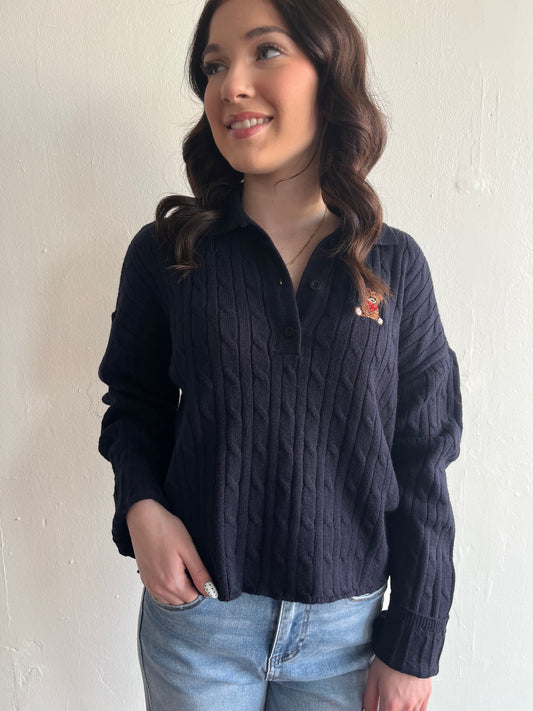 Sunita Polo Sweater-Dark Storm