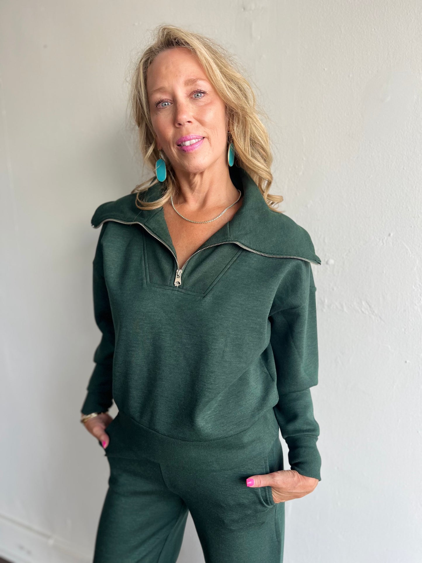 Sean 1/2 Zip Pullover-Pine Melange