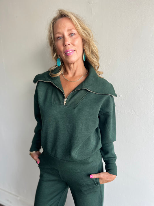 Sean 1/2 Zip Pullover-Pine Melange