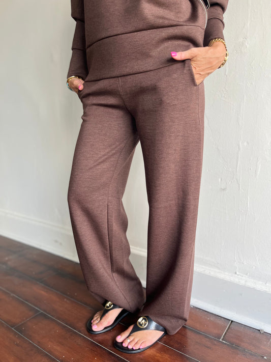 Victoria Soft Knit Pant-Umber Melange