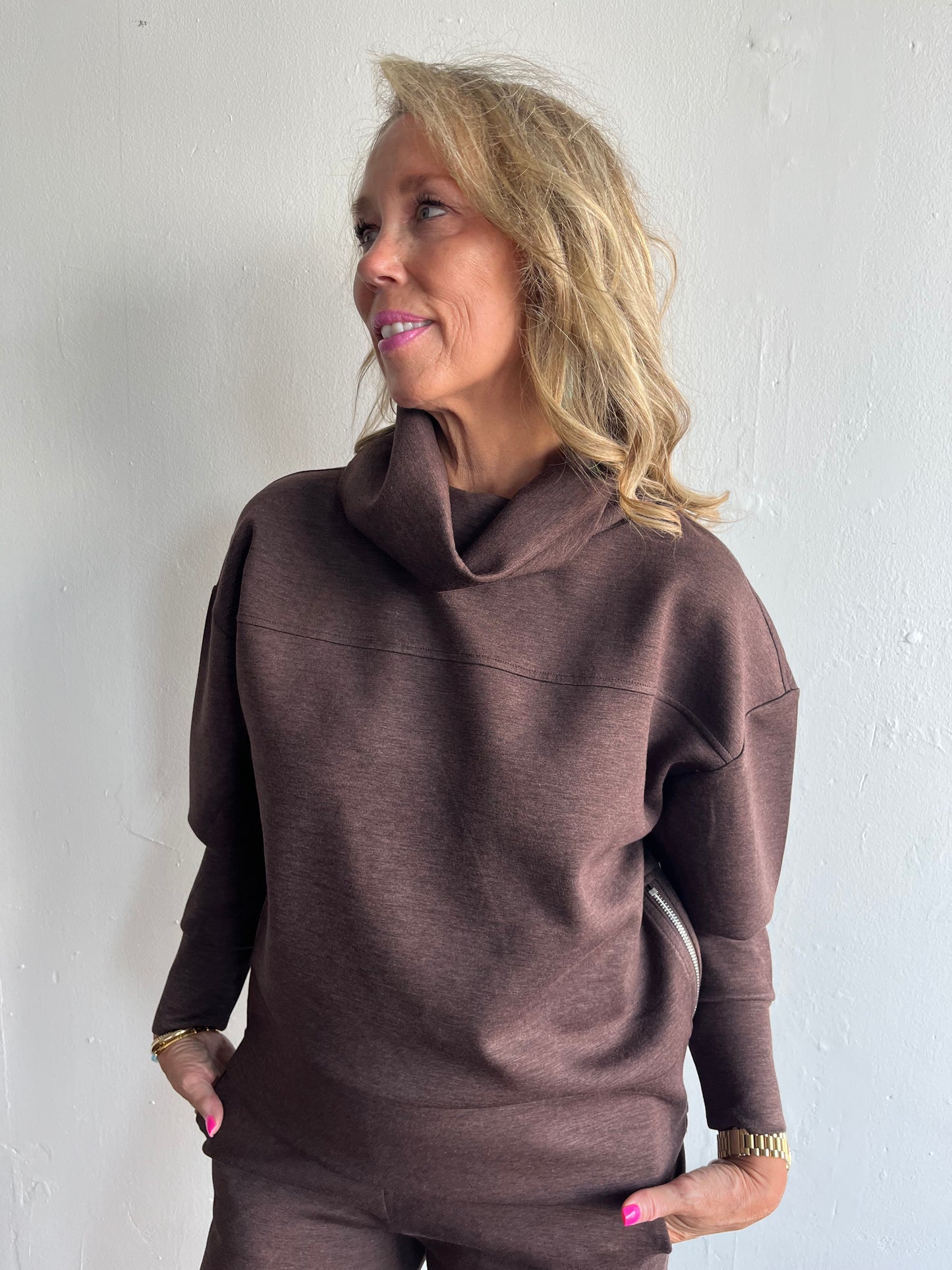 Fillana Foldover Top-Umber Melange