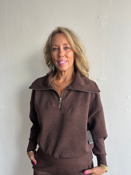 Sean 1/2 Zip Pullover-Umber Melange