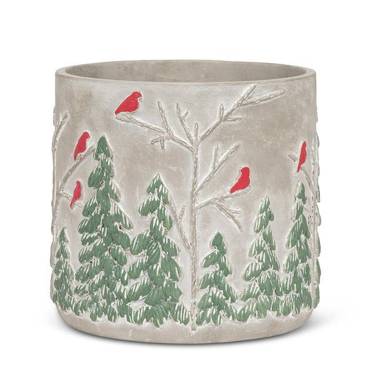 Winter Forest with Cardinals Planter-Medium