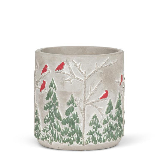 Winter Forest with Cardinals Planter-Small