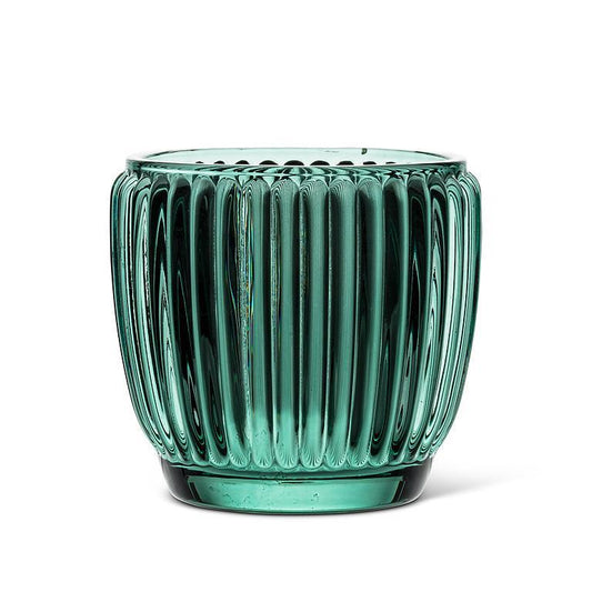 Small Ribbed Votive-Green