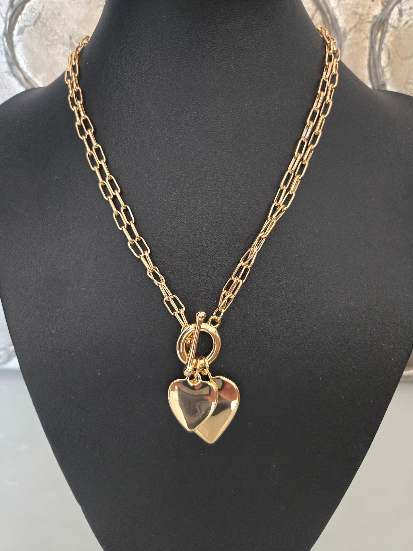 Double Heart Necklace-Gold