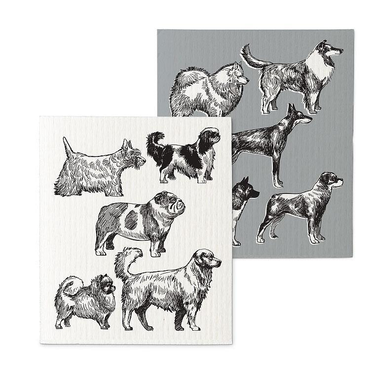 Dog Sketch Dishcloths. Set of 2