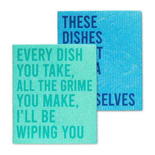 Funny Text 66 Dishcloths. Set of 2