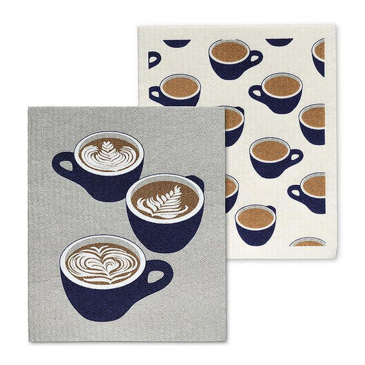 Coffee Cup Dishcloths. Set of 2