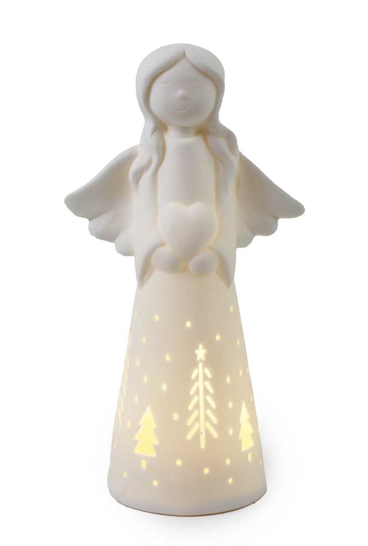 Porcelain Angel/Heart  LED-Large