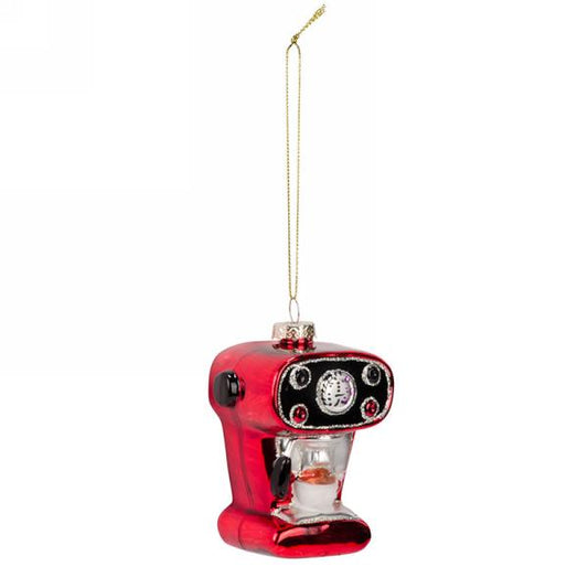 Red coffee machine ornament