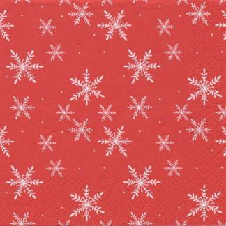 Lunch napkins - snowflakes on red