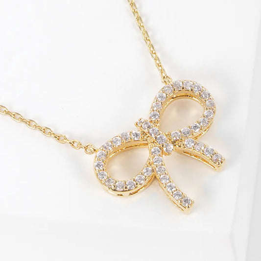 Rhinestone Bow Necklace