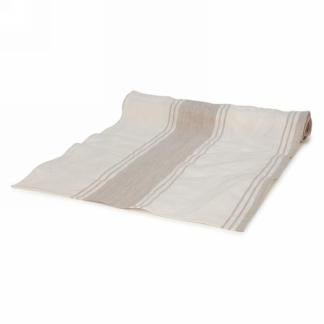 Linen table runner with taupe stripes