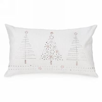 Rect glitter cushion with silver trees