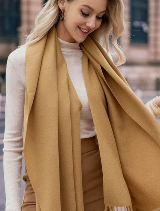 Mercedes Cashmere Feel Scarf-Taupe