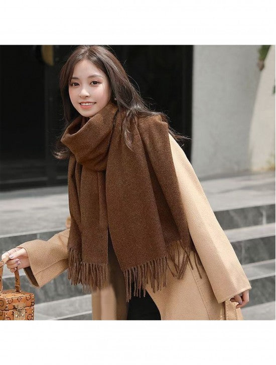 Mercedes Cashmere Feel Scarf-Coffee