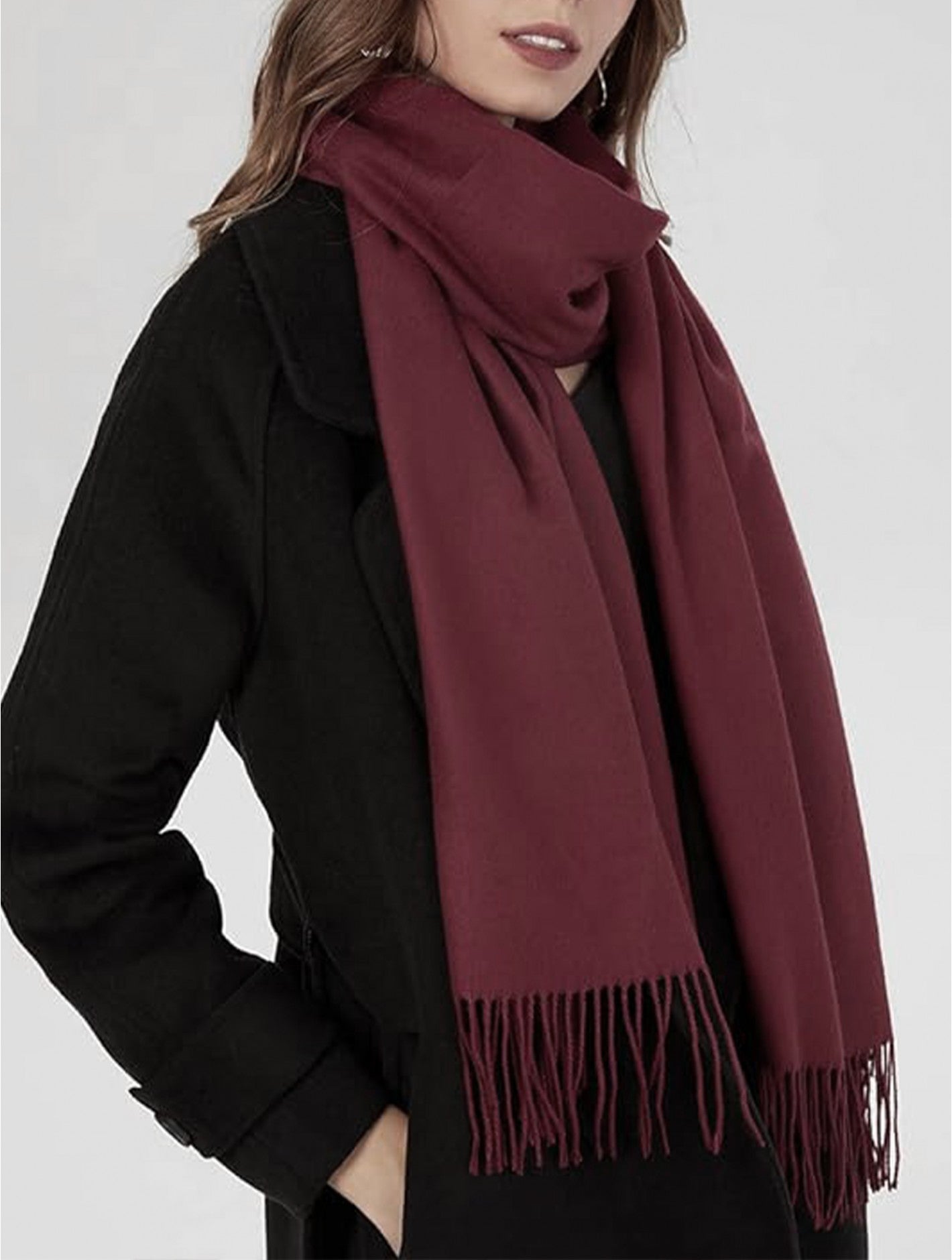 Mercedes Cashmere Feel Scarf-Burgundy