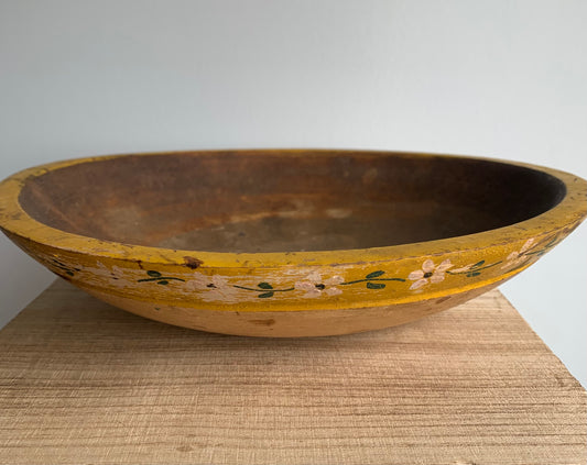 Antique Folklore Painted Wooden Bowl