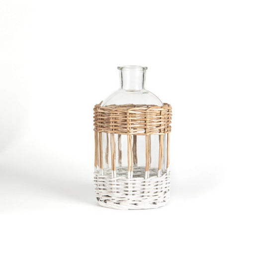 GLASS BOTTLE WITH WHITE WILLOW-MEDIUM