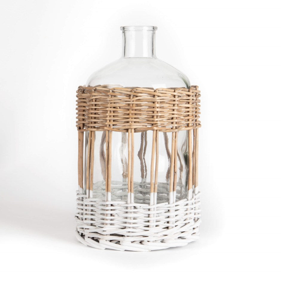 GLASS BOTTLE WITH WHITE WILLOW-LARGE