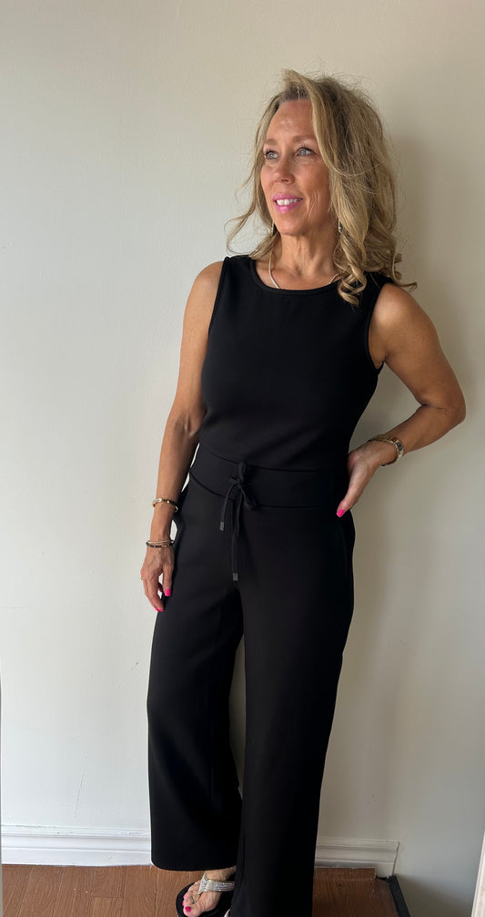 Juniva Scuba Sleeveless Jumpsuit-Black