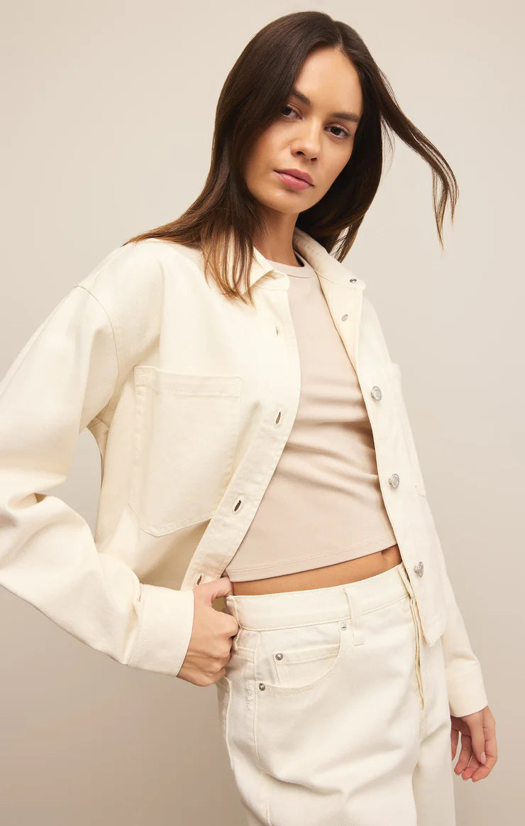 ALL DAY CROPPED DENIM JACKET-OFF WHITE