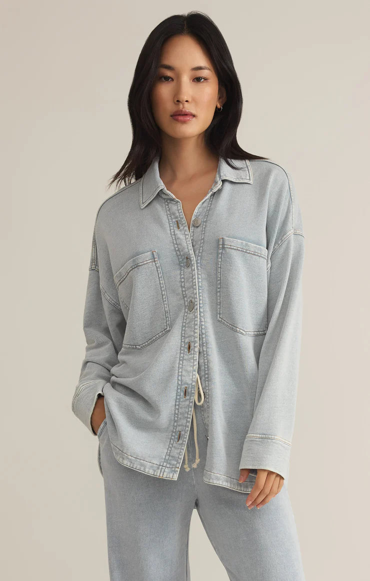 ALL DAY KNIT DENIM JACKET-WASHED INDIGO