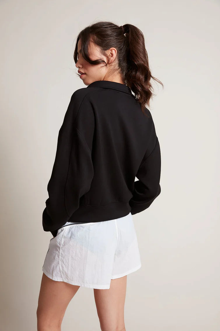 Saddie Scuba Crop Pullover-Black