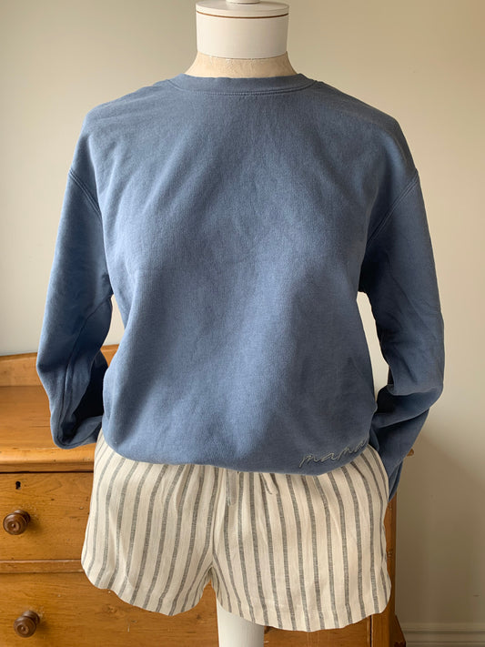 MaMa embroidered sweatshirt-Blue