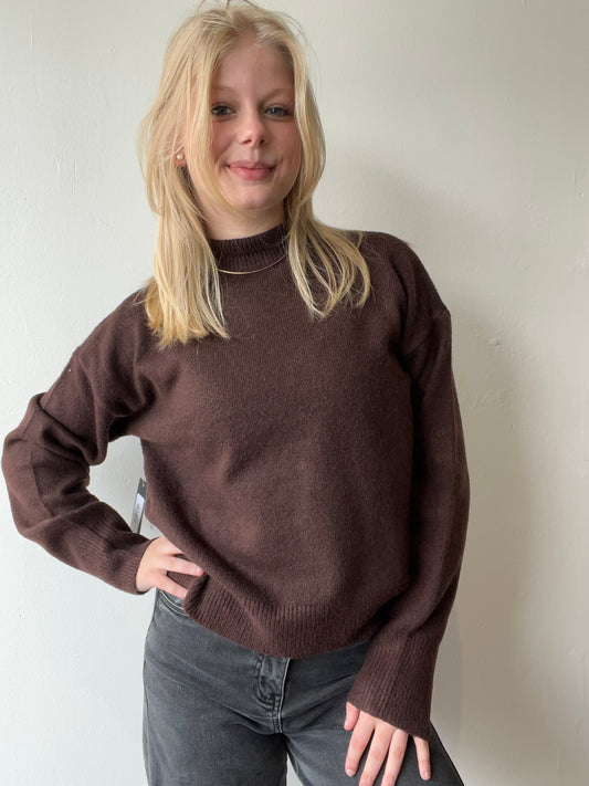 Daffodil Mock Neck Sweater-Dark Roast