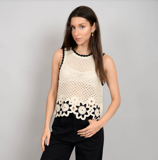 Asaka Sleeveless Crew Neck Pullover Natural-Natural