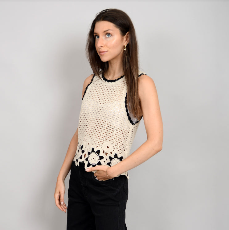 Asaka Sleeveless Crew Neck Pullover Natural-Natural