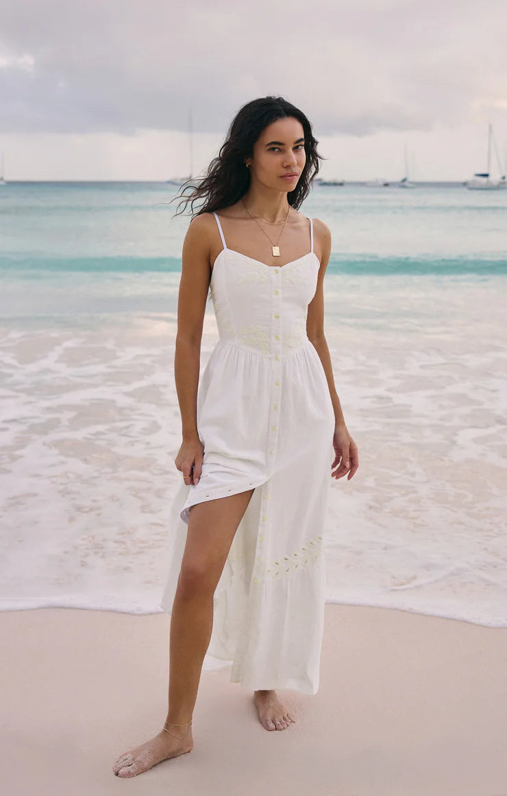 CITADELLE EMBROIDERED LINEN MAXI DRESS