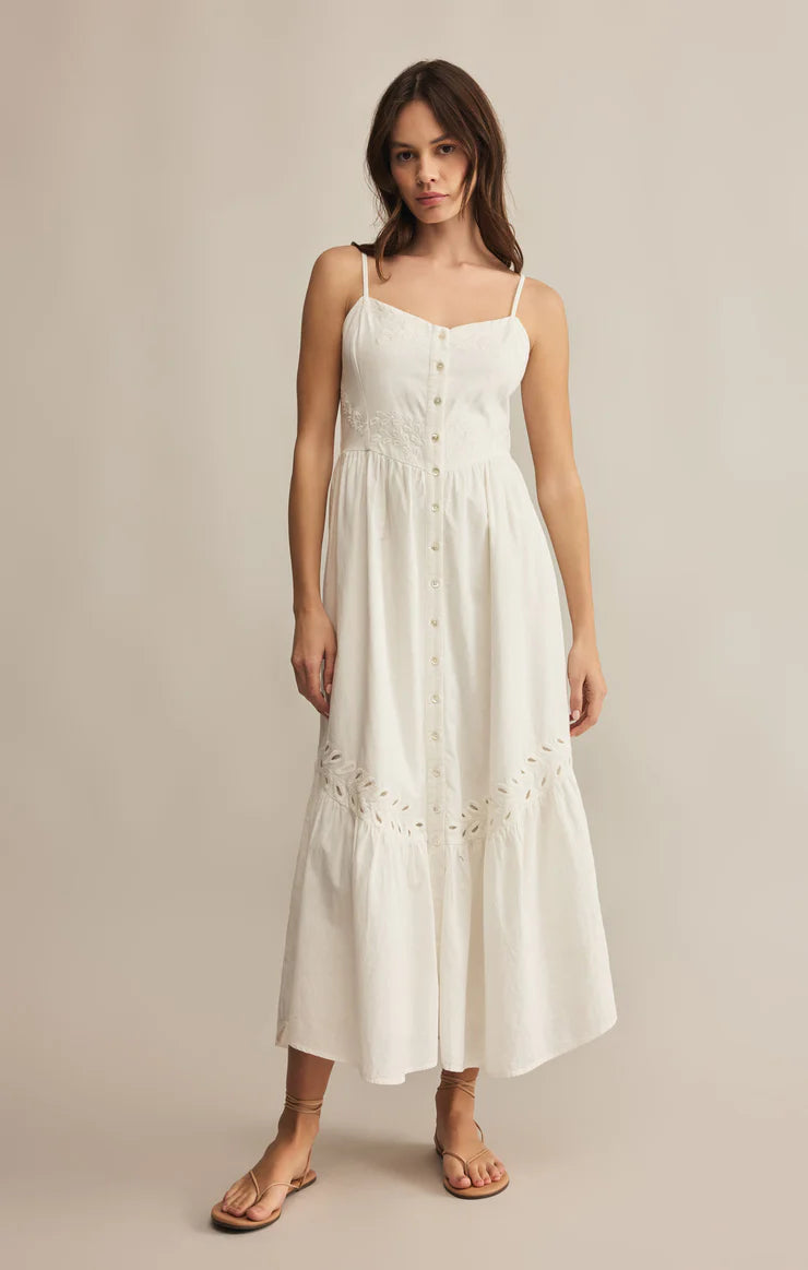 CITADELLE EMBROIDERED LINEN MAXI DRESS